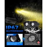 SUPAREE Motorcycle Headlight LED 12V Motorcycle Floodlights LED Motorcycle Extra LED Lights with Bracket Universal 7800LM 6500K IP68 for Motorcycle ATV SUV Truck 2 Pieces (E-mark) Yellow & Cool White