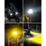 SUPAREE Motorcycle Headlight LED 12V Motorcycle Floodlights LED Motorcycle Extra LED Lights with Bracket Universal 7800LM 6500K IP68 for Motorcycle ATV SUV Truck 2 Pieces (E-mark) Yellow & Cool White