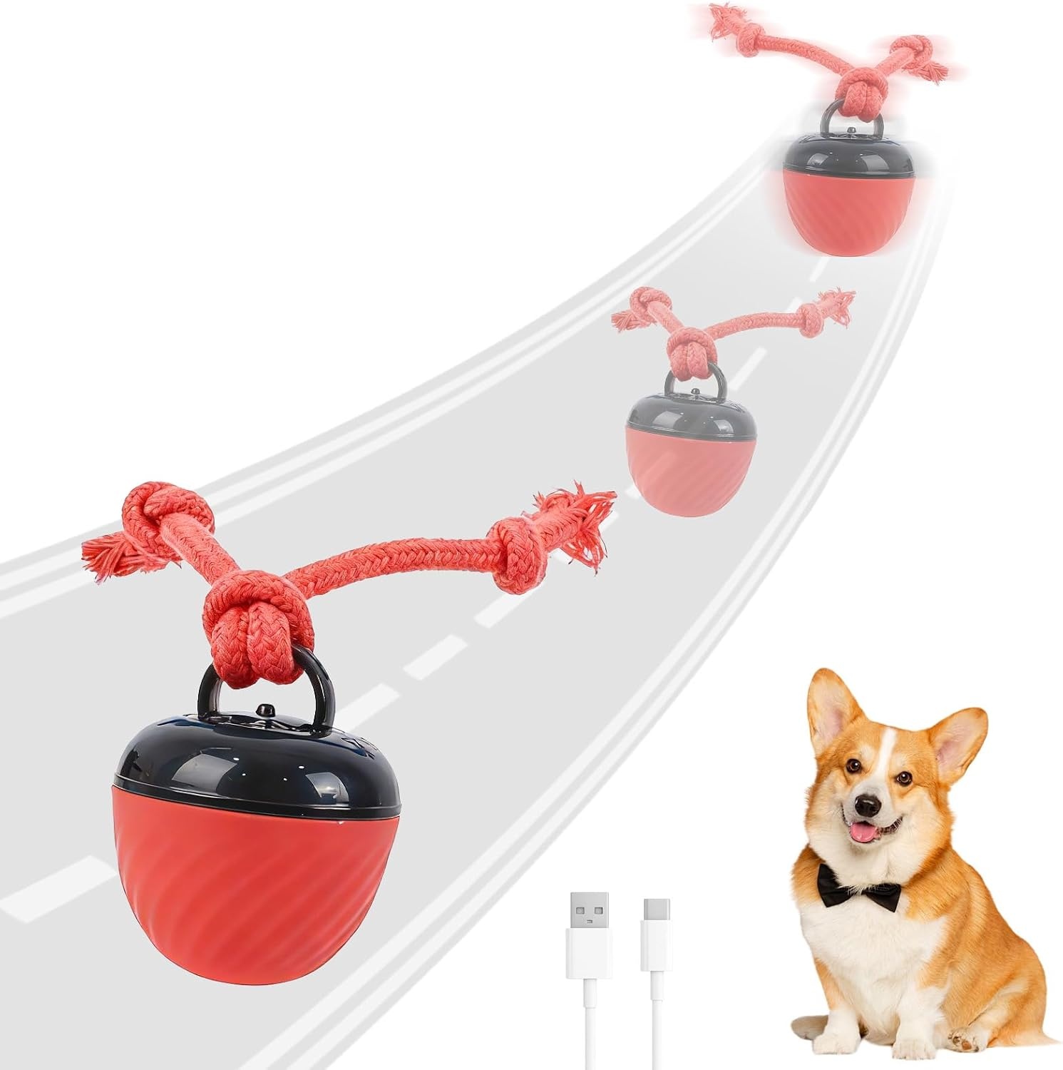 Interactive Dog Toys, Interactive Dog Toy Toy, Electric Dog Ball with Chew Laces, Dog Toy Ball with Bird Sounds, USB Rechargeable Ideal for Small Dogs and Puppies (New
