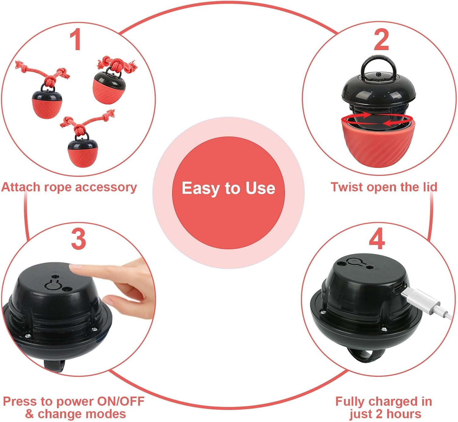 Interactive Dog Toys, Interactive Dog Toy Toy, Electric Dog Ball with Chew Laces, Dog Toy Ball with Bird Sounds, USB Rechargeable Ideal for Small Dogs and Puppies (New