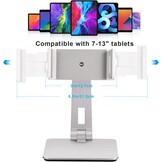Tabletstandaard, verstelbaar en opvouwbaar, 360° draaibare zware aluminium tablethouder voor bureau, compatibel met iPad Pro/Air/Mini, Galaxy Tab, Surface Pro, Kindle Fire (7-13 inch) (zilver)
