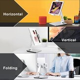 Tabletstandaard, verstelbaar en opvouwbaar, 360° draaibare zware aluminium tablethouder voor bureau, compatibel met iPad Pro/Air/Mini, Galaxy Tab, Surface Pro, Kindle Fire (7-13 inch) (zilver)