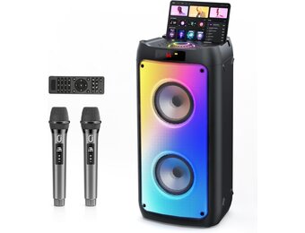 JYX Karaoke Machine, Karaoke System with 2 Microphones, Portable Bluetooth Speaker with RGB Light, Karaoke Set, PA System for Adults, Party, Supports TF/USB, AUX, FM, TWS