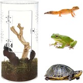 Terraria voor reptielen, mini-terrarium, complete set, waterdicht, acryl, vivarium, cilindrisch, faunabox met voordeur voor kleine reptielen, kikker, springspinnen, bidan, gekkoslakken