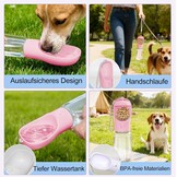 Draagbare Hondenwaterfles Roze 550ml - Lekvrij met Voerbak - 67% Korting