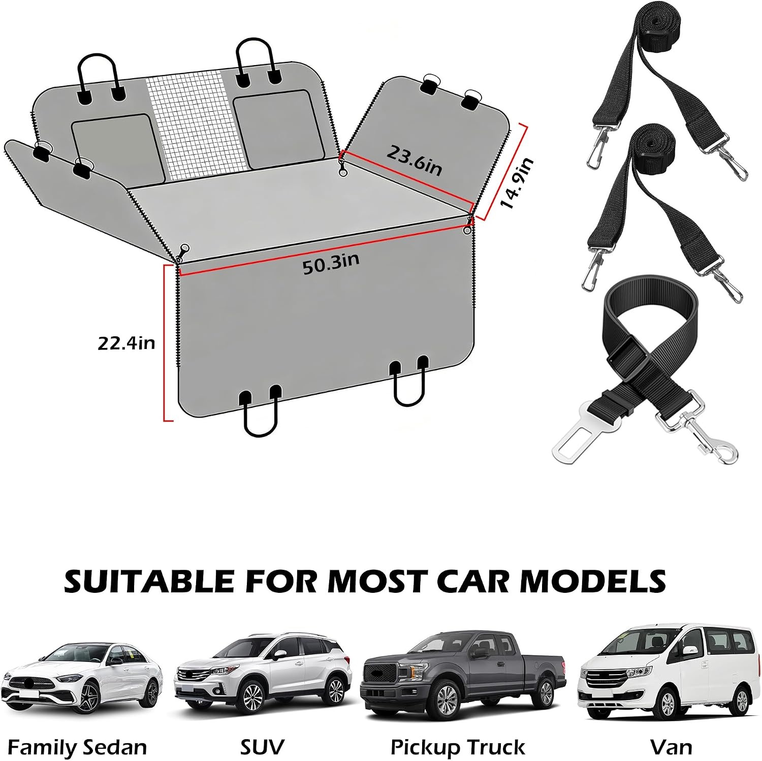 Hondenautostoelhoes Achterbank: Waterdicht, 195kg, 134x63cm (42% Korting)