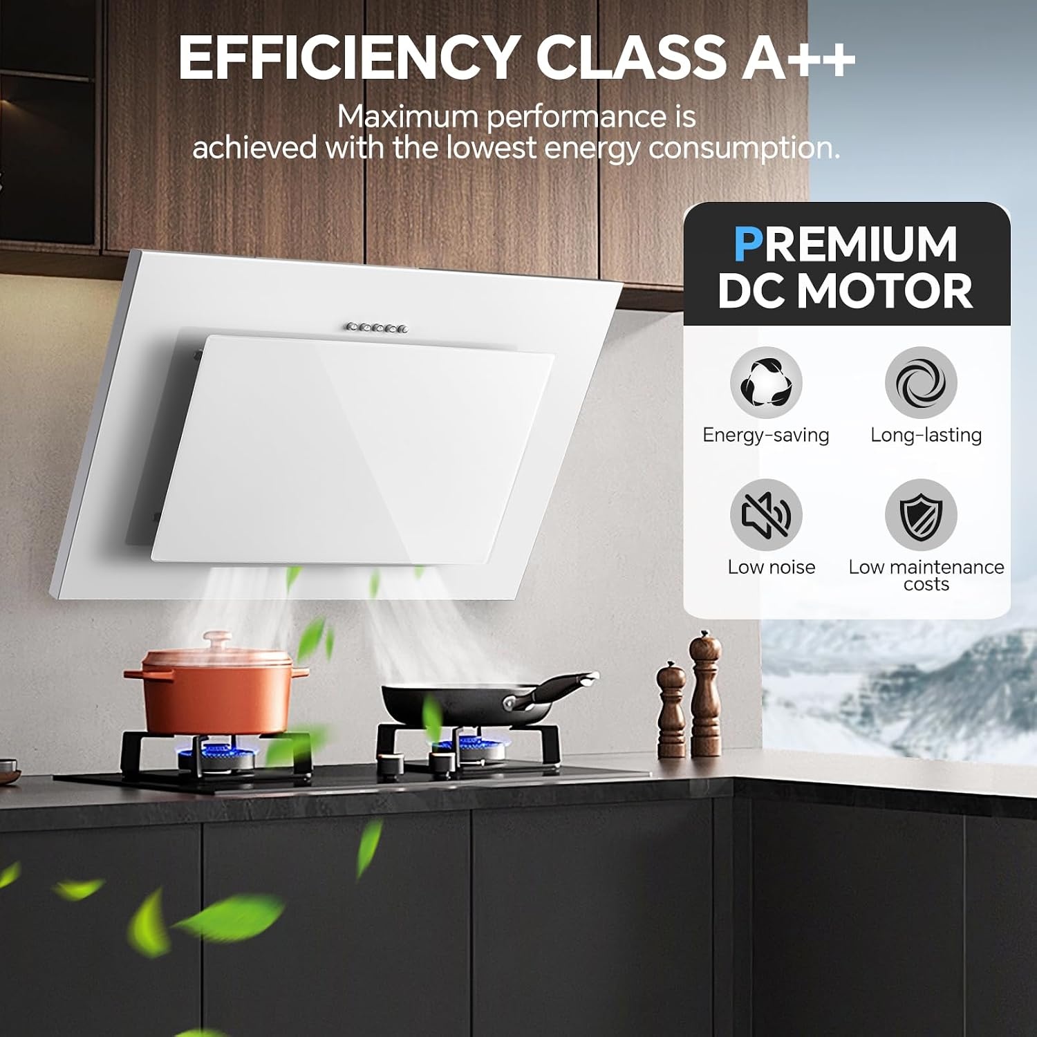 TopStrong Afzuigkap 60 cm Wit - 350 m³/u - Energieklasse A++ - Incl. Koolstoffilter