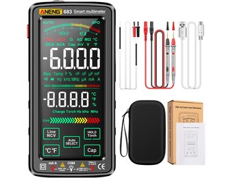 683 6000 Counts grote touchscreen-digitale multimeter, smart anti-burn, oplaadbaar universeel meetapparaat, VA reverse display, NCV-tester met zaklamp voor spanning, stroom, weerstand,