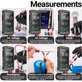 683 6000 Counts grote touchscreen-digitale multimeter, smart anti-burn, oplaadbaar universeel meetapparaat, VA reverse display, NCV-tester met zaklamp voor spanning, stroom, weerstand,