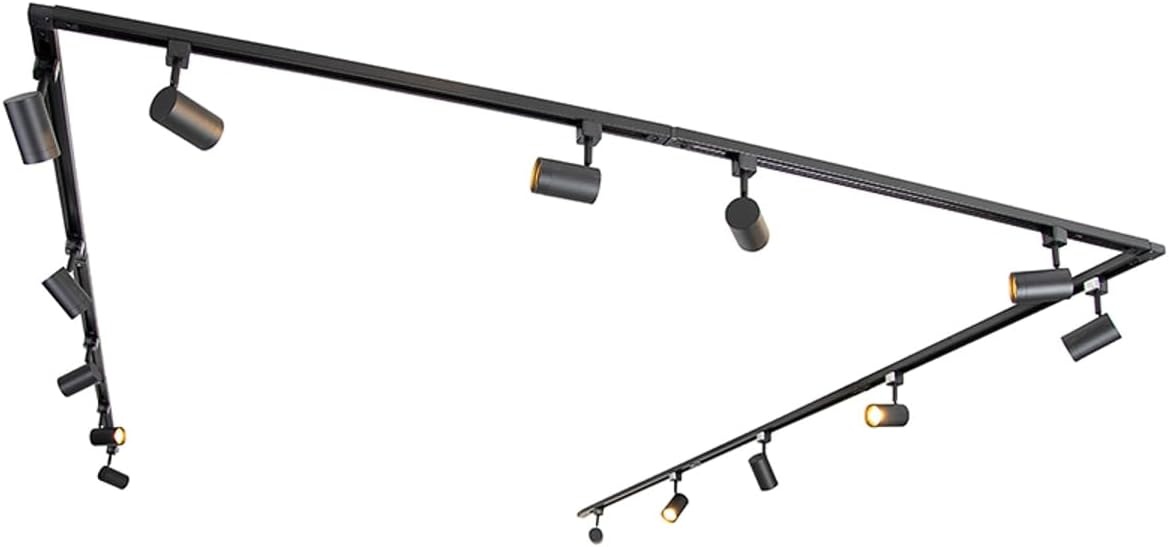 QAZQA - Modern Modern railsysteem met 14 spots zwart 1-fase - Iconic Jeana | Slaapkamer | Keuken - Staal Langwerpig - GU10 Geschikt voor LED - Max. 14 x 50 Watt