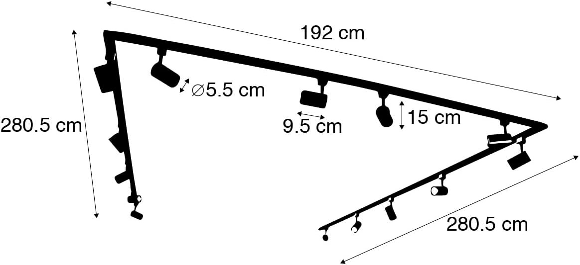 QAZQA - Modern Modern railsysteem met 14 spots zwart 1-fase - Iconic Jeana | Slaapkamer | Keuken - Staal Langwerpig - GU10 Geschikt voor LED - Max. 14 x 50 Watt