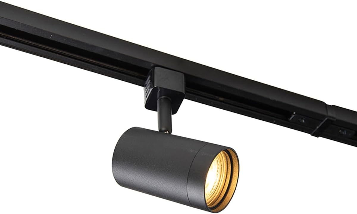 QAZQA - Modern Modern railsysteem met 14 spots zwart 1-fase - Iconic Jeana | Slaapkamer | Keuken - Staal Langwerpig - GU10 Geschikt voor LED - Max. 14 x 50 Watt