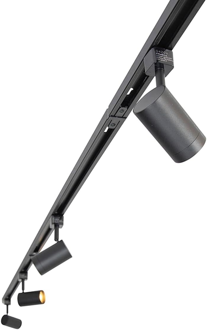 QAZQA - Modern Modern railsysteem met 14 spots zwart 1-fase - Iconic Jeana | Slaapkamer | Keuken - Staal Langwerpig - GU10 Geschikt voor LED - Max. 14 x 50 Watt