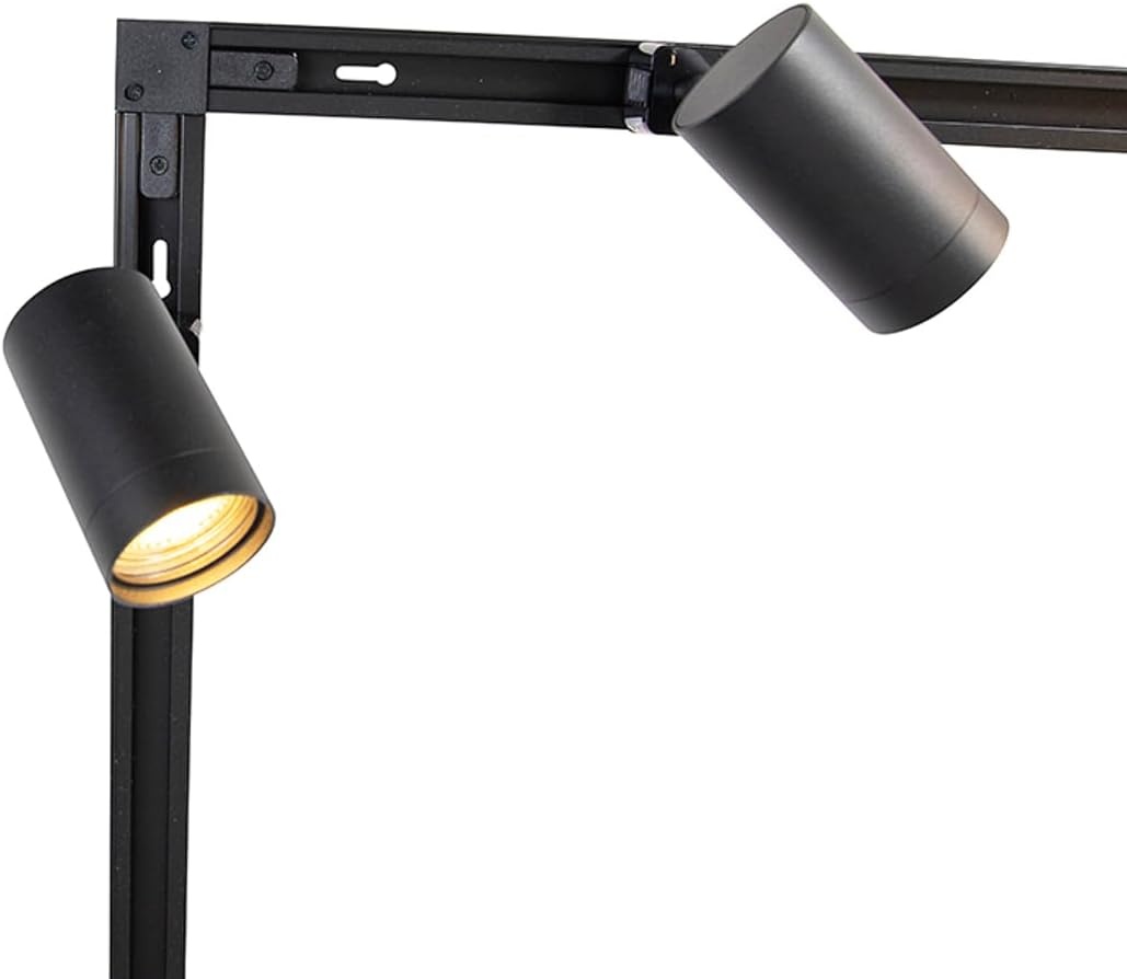 QAZQA - Modern Modern railsysteem met 14 spots zwart 1-fase - Iconic Jeana | Slaapkamer | Keuken - Staal Langwerpig - GU10 Geschikt voor LED - Max. 14 x 50 Watt