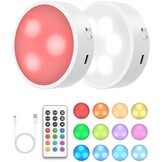 Oplaadbare LED Kastverlichting Set van 2 - 13 Kleuren, Dimbaar, Afstandsbediening - 53% Korting