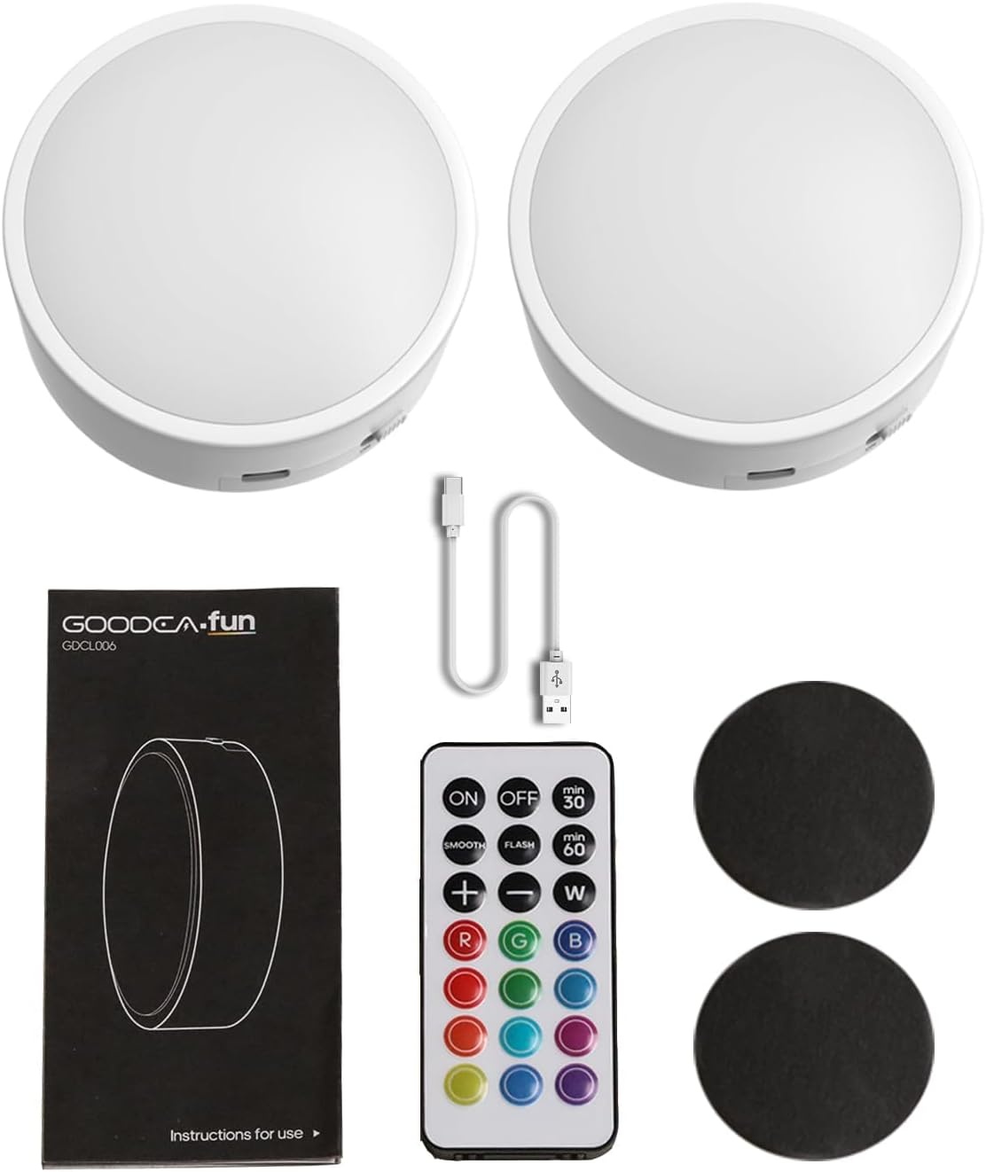 Oplaadbare LED Kastverlichting Set van 2 - 13 Kleuren, Dimbaar, Afstandsbediening - 53% Korting