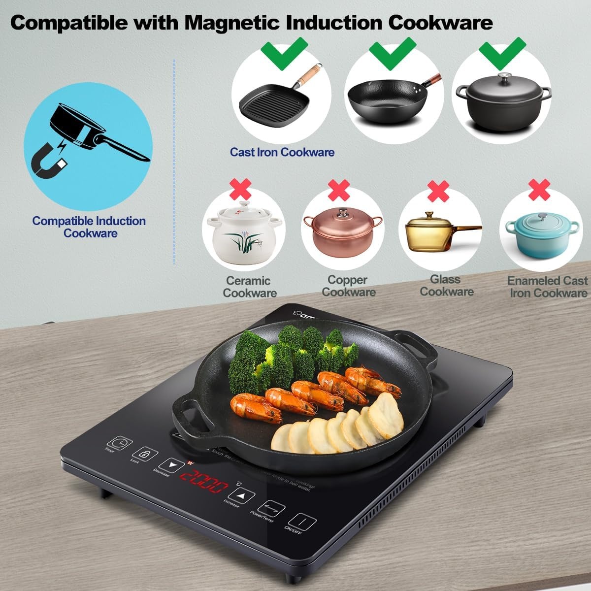Compacte Inductiekookplaat Zwart 2000W - 46% Korting