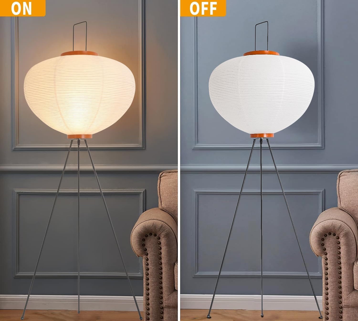 ELINKUME Japanse Rijstpapier Vloerlamp Akari Stijl - 119 cm - Wit