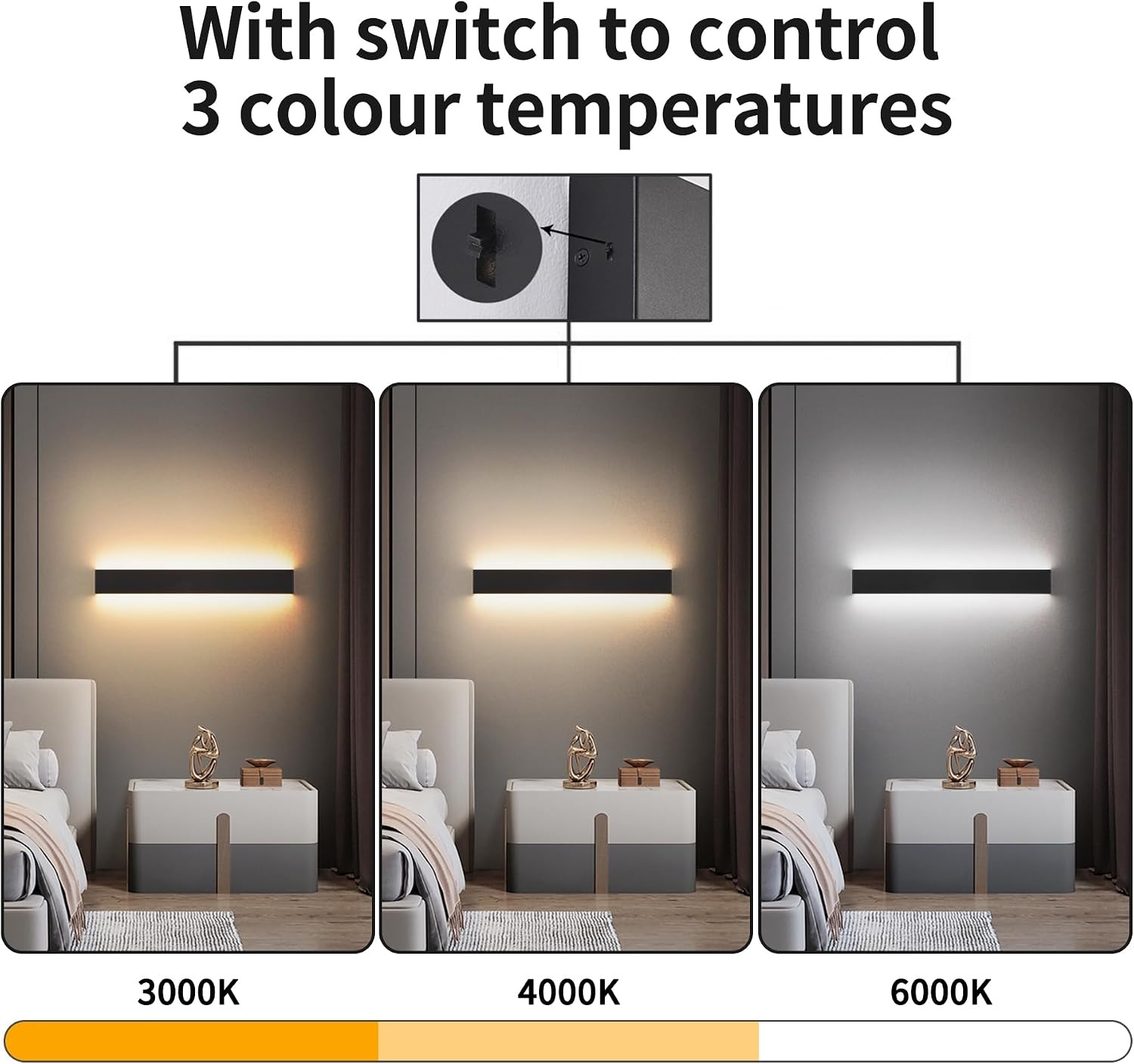 Zwarte Aluminium Wandlamp 20W - Instelbare Kleurtemperatuur 66cm (60% korting)