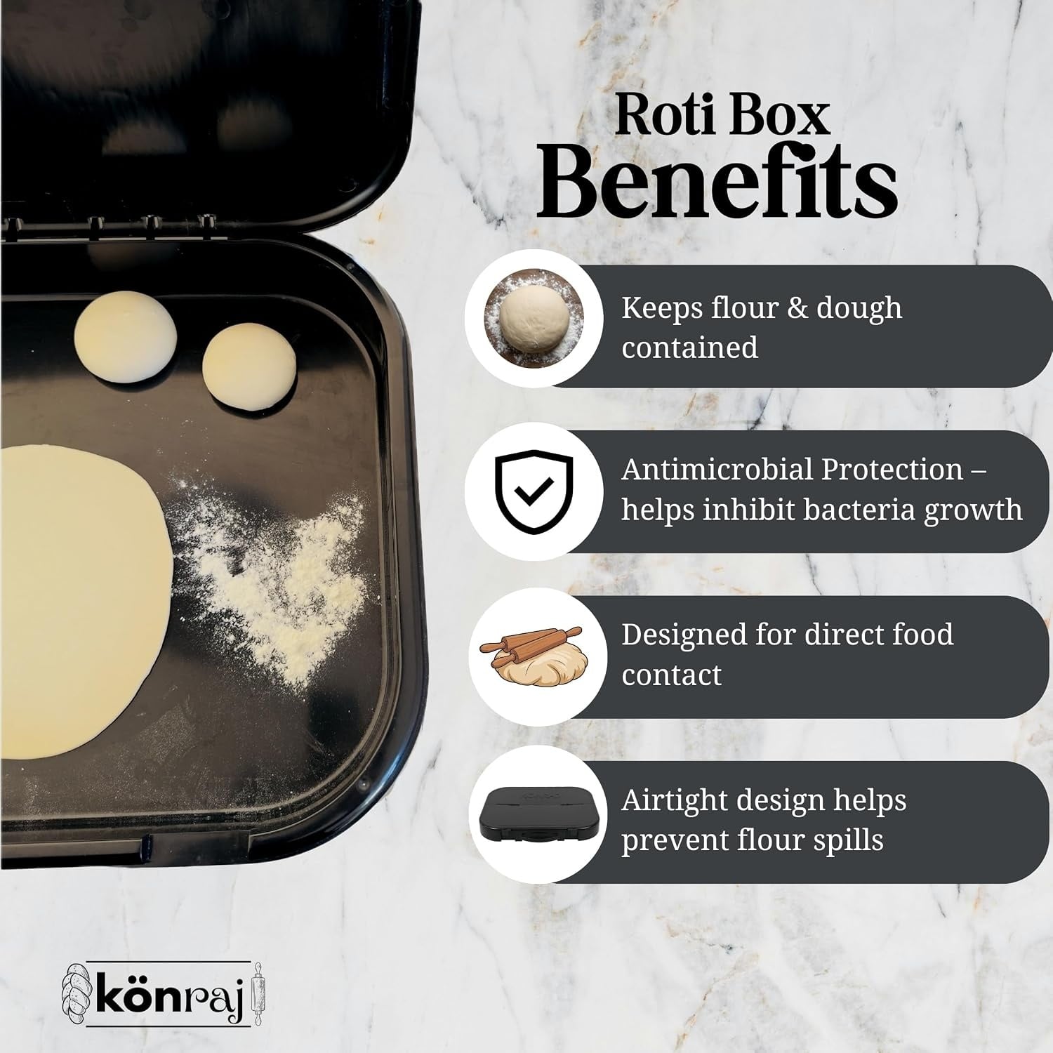 Deegbox Roti, Pizza & Brood - Hygiënisch & Hittebestendig