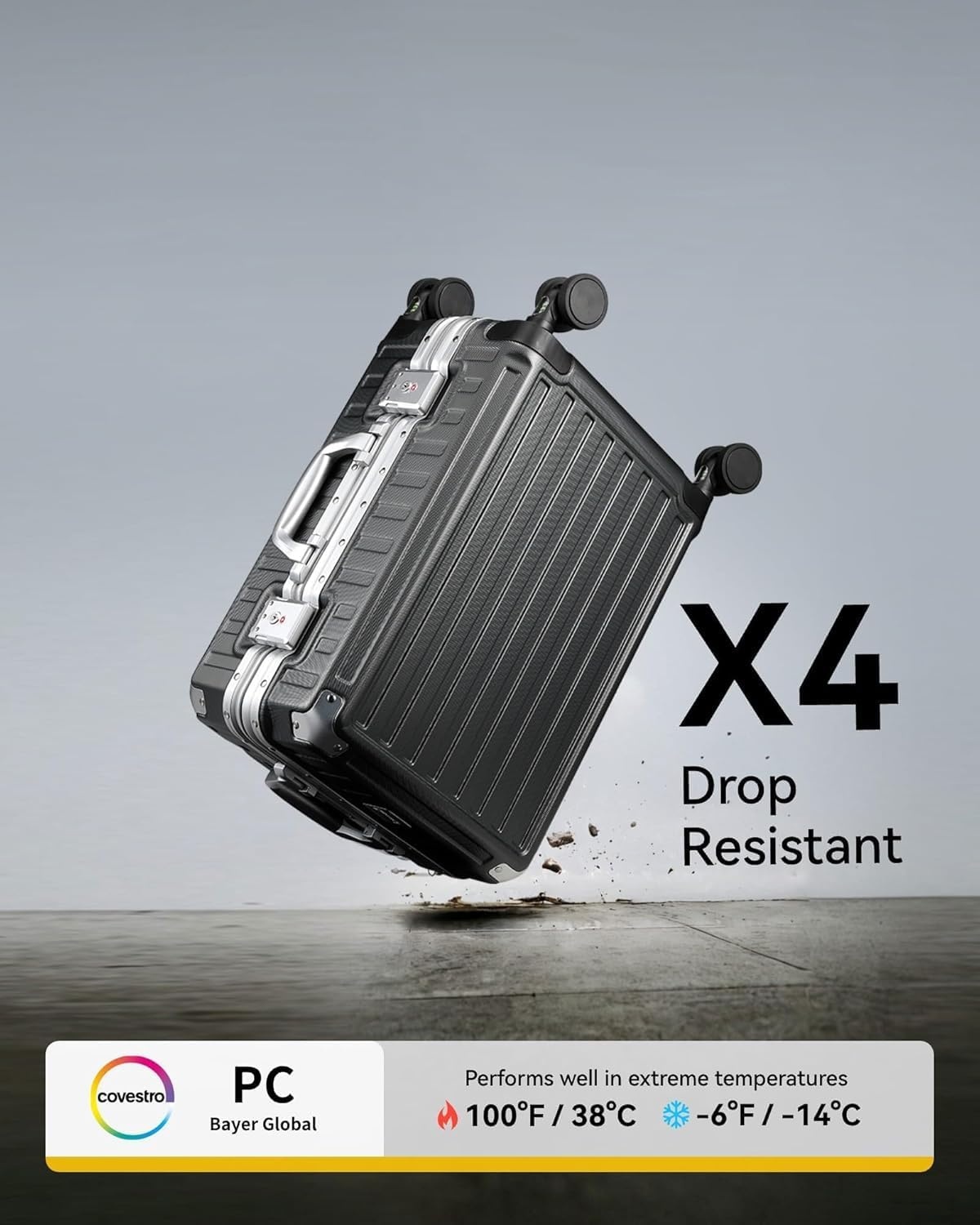 Zwarte Reiskoffer M (60L) met Aluminium Frame - 73% Korting!