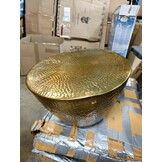 Gehamerde Aluminium Salontafel - Messingkleurig (Ø 50x30 cm) - 59% Korting