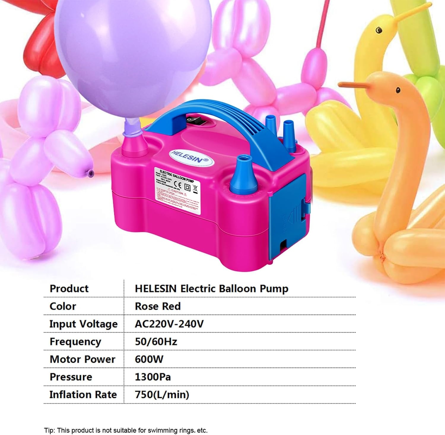 Elektrische Ballonpomp 600W met Dubbel Mondstuk | 56% Korting