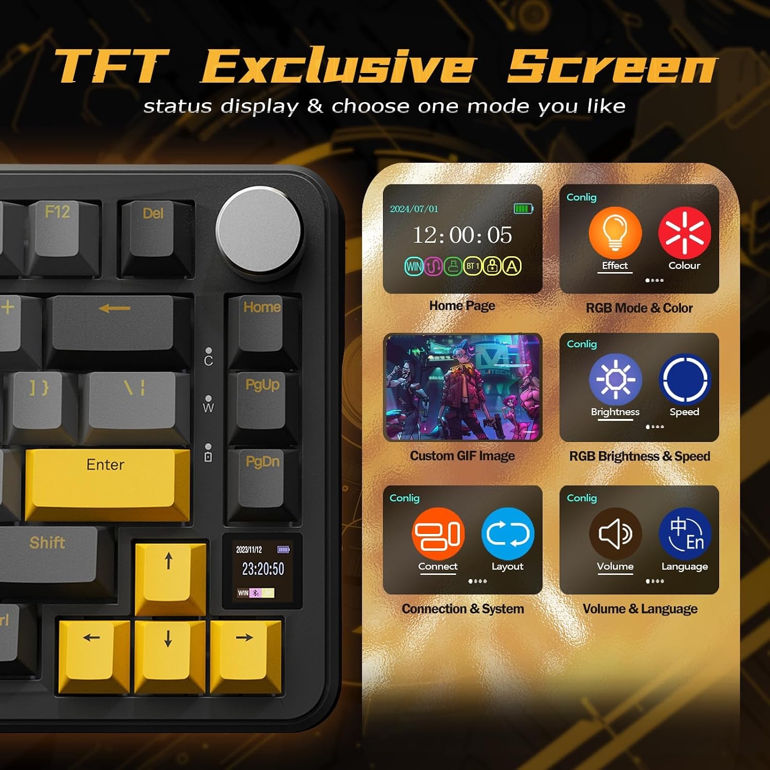 Gamingtoetsenbord X85PRO 75% met TFT-scherm & Korting!