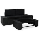 Loungeset Poly Rattan Zwart - 3-Delig - 35% Korting
