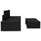 Loungeset Poly Rattan Zwart - 3-Delig - 35% Korting