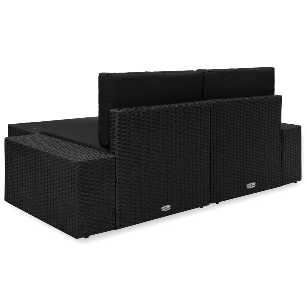 Loungeset Poly Rattan Zwart - 3-Delig - 35% Korting