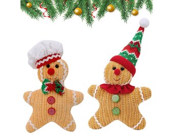 2 Pack Kerst Peperkoek Man Ornamenten Opknoping Peperkoek Man Poppen Kerstboom Decoraties Kerstballen voor Boom