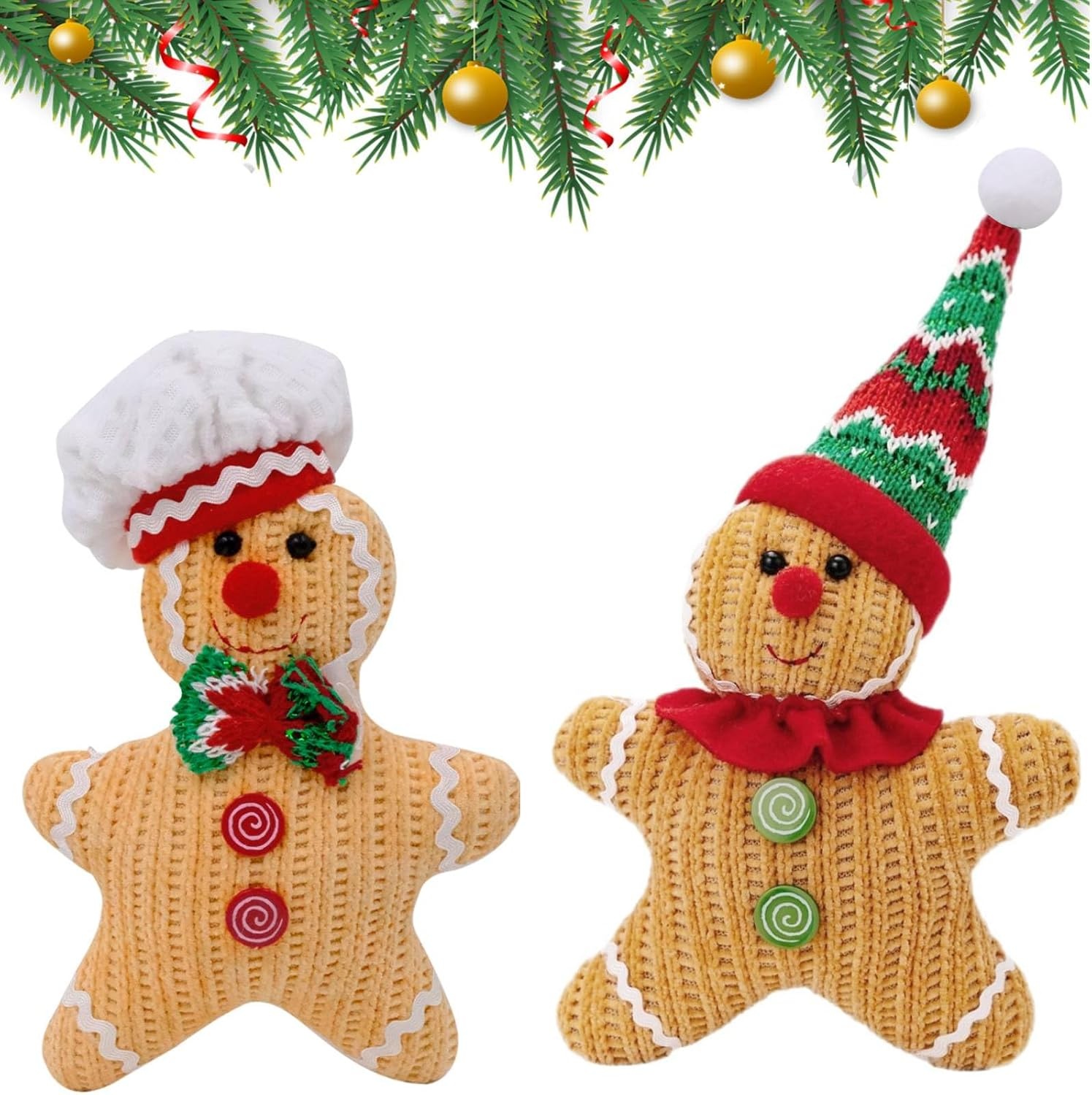 2 Pack Kerst Peperkoek Man Ornamenten Opknoping Peperkoek Man Poppen Kerstboom Decoraties Kerstballen voor Boom