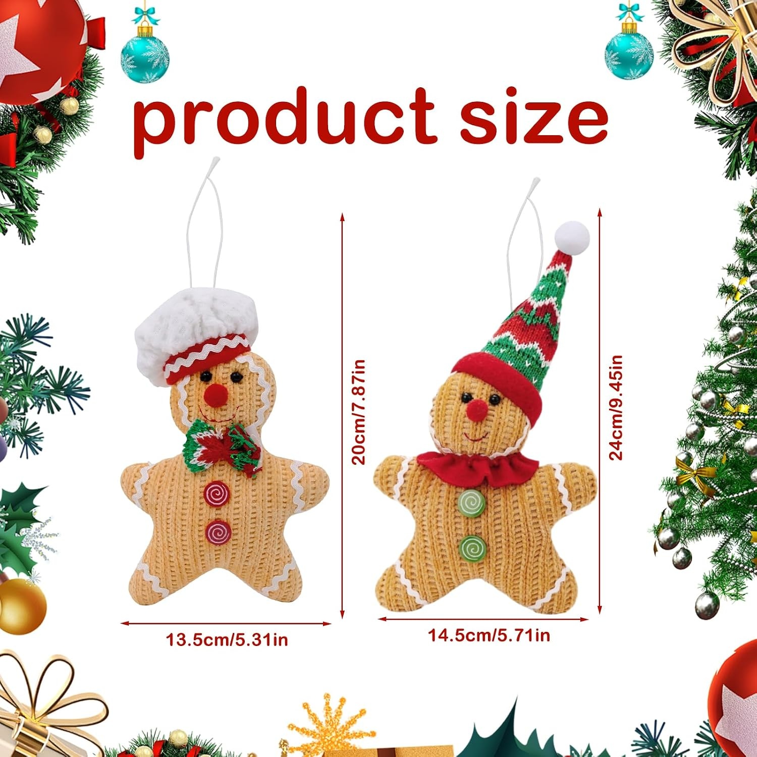 2 Pack Kerst Peperkoek Man Ornamenten Opknoping Peperkoek Man Poppen Kerstboom Decoraties Kerstballen voor Boom