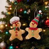 2 Pack Kerst Peperkoek Man Ornamenten Opknoping Peperkoek Man Poppen Kerstboom Decoraties Kerstballen voor Boom
