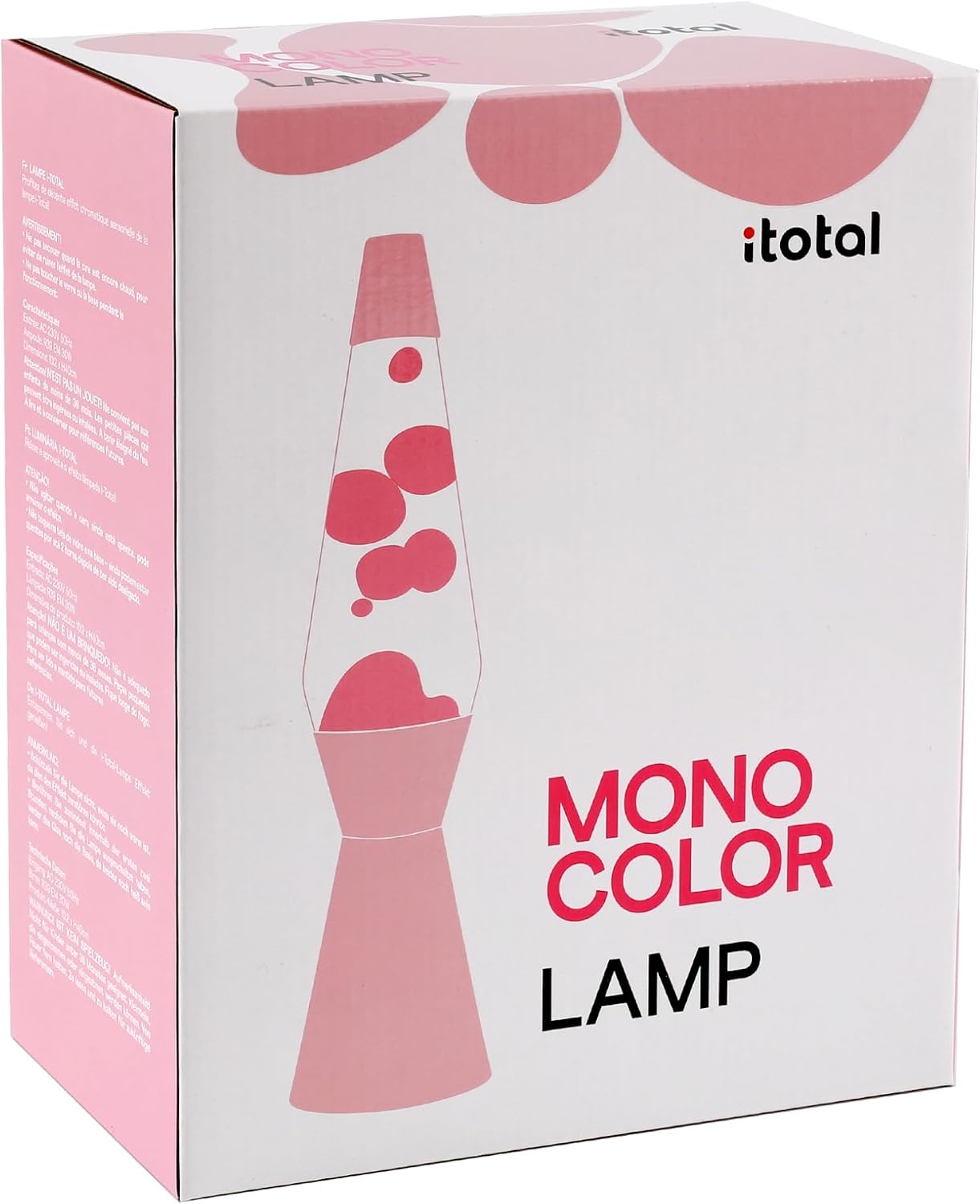 I-TOTAL® - Lava Lamp, Bubble Effect, Coloured Lava Lamp (Pale Pink) - 40 cm