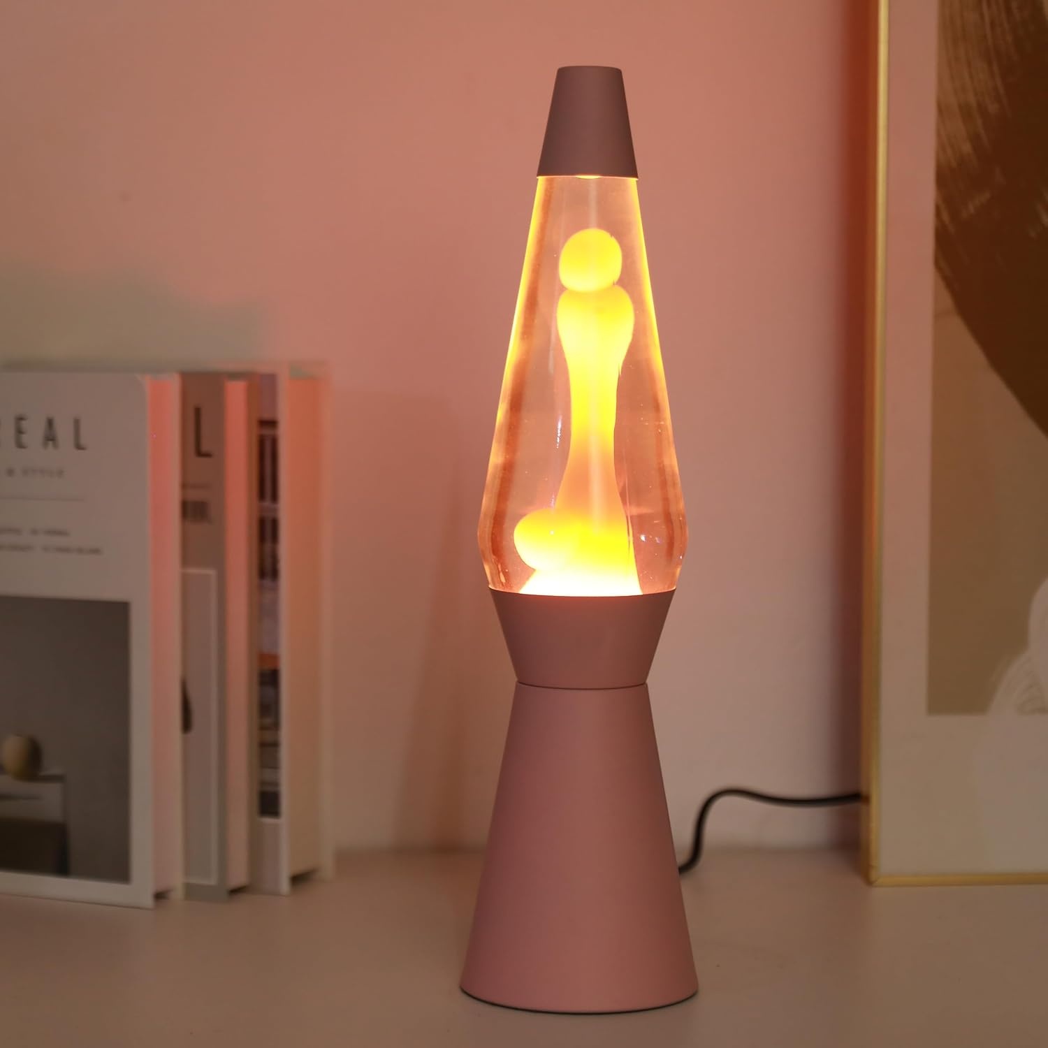 I-TOTAL® - Lava Lamp, Bubble Effect, Coloured Lava Lamp (Pale Pink) - 40 cm
