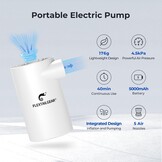 FLEXTAILGEAR Evo Pomp met accu van 5000 mAh, draagbare elektrische pomp met 4,5 kPA en 250 l/min voor het opblazen en leeglopen van opblaasbare matrassen, luchtbedden en zwembadboeien
