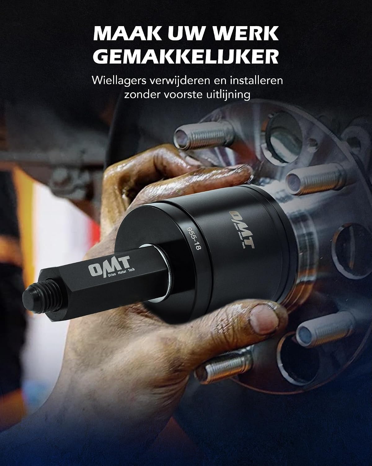 Orion Motor Tech Wiellagertrekker gereedschapsset voor het verwijderen en installeren van voorwiellagers, 24-delige autolagerpersset met schuifbouten universele bussen, Zwart met rode opbergkoffer