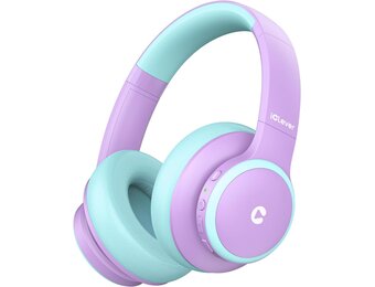 iClever BTH26 Actieve ruisonderdrukkende hoofdtelefoon voor kinderen, 60H speeltijd, Type-C snelladen, 80dBA veilig volume, Bluetooth5.4 draadloze kinderhoofdtelefoon met Aux-kabel voor