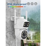 Reobiux 3K bewakingscamera voor buiten met dubbele lens, PTZ Outdoor WLAN IP-camera, bewakingscamera voor buiten met automatische tracking, gekleurd nachtzicht, tweerichtingsaudio, IP66, 2 stuks