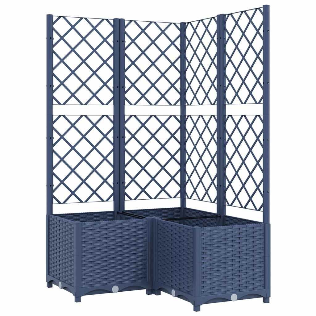 vidaXL Plantenbak met latwerk 80x80x136 cm polypropeen donkergrijs