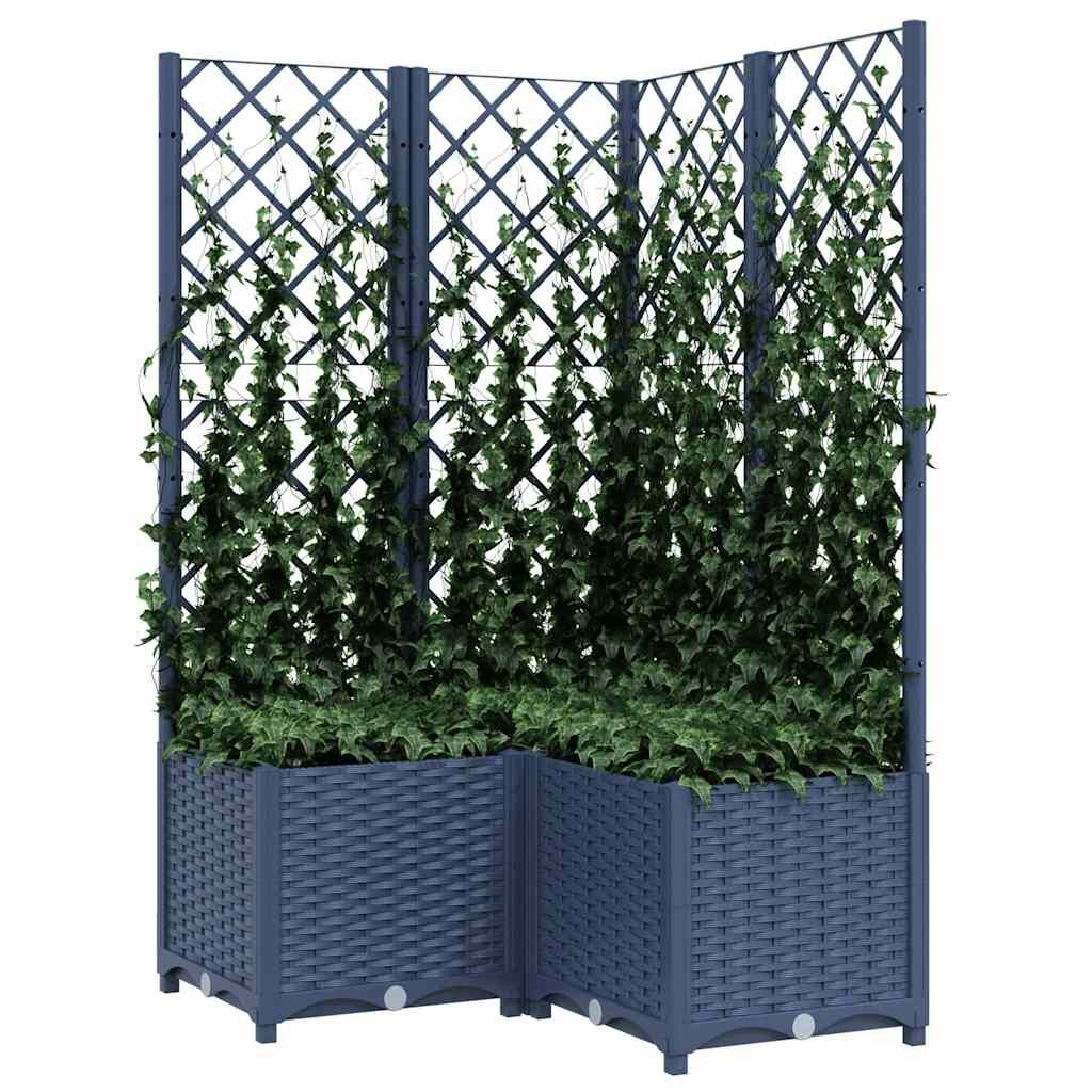 vidaXL Plantenbak met latwerk 80x80x136 cm polypropeen donkergrijs