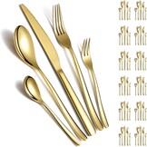 Berglander Gold Wedding Silverware Set 60 Pieces for 20 Titanium Plated Stainless Steel Gold Spoons Fork Knife Set for Home Wedding Restaurant