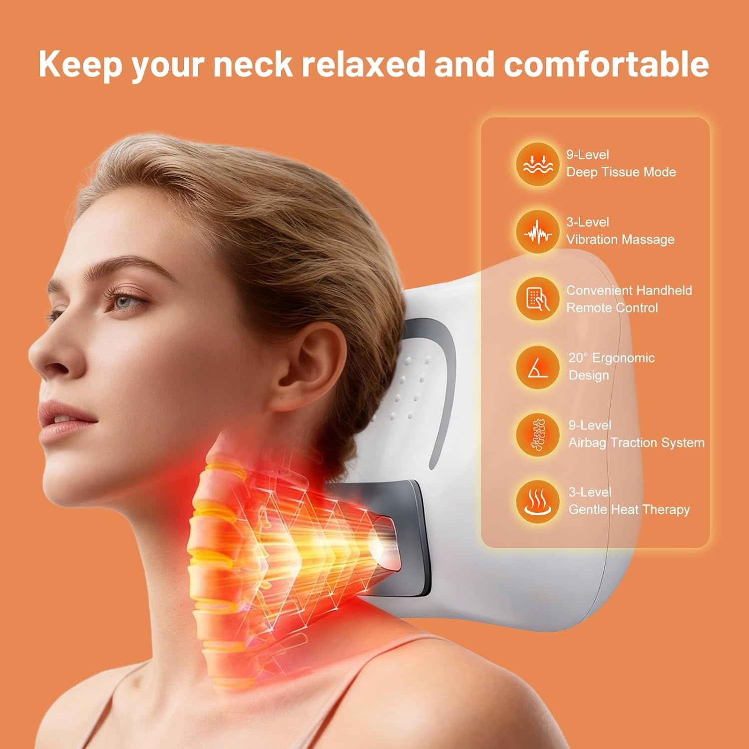 Neck Massager With 9 Intensity Levels And 3 Modes A Neck Massager Designed To Relieve Neck Fatigue Suitable For People With Shoulder And Neck Problems