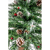 Kunstkerstboom 220 cm met houten stam en besneeuwde takken - 60% korting