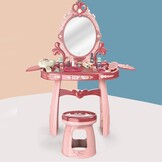 Roze Kinderkaptafel met Spiegel 44x24,5x76cm | Make-uptafel voor Meisjes 3+