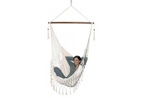 Braziliaanse Hangmat Stoel - Wit Katoen (40% korting)