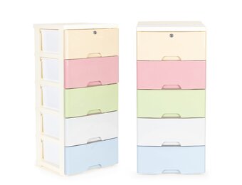 Ladeblok - 84,5x32,5x31cm - 5 lades - pastel kleuren