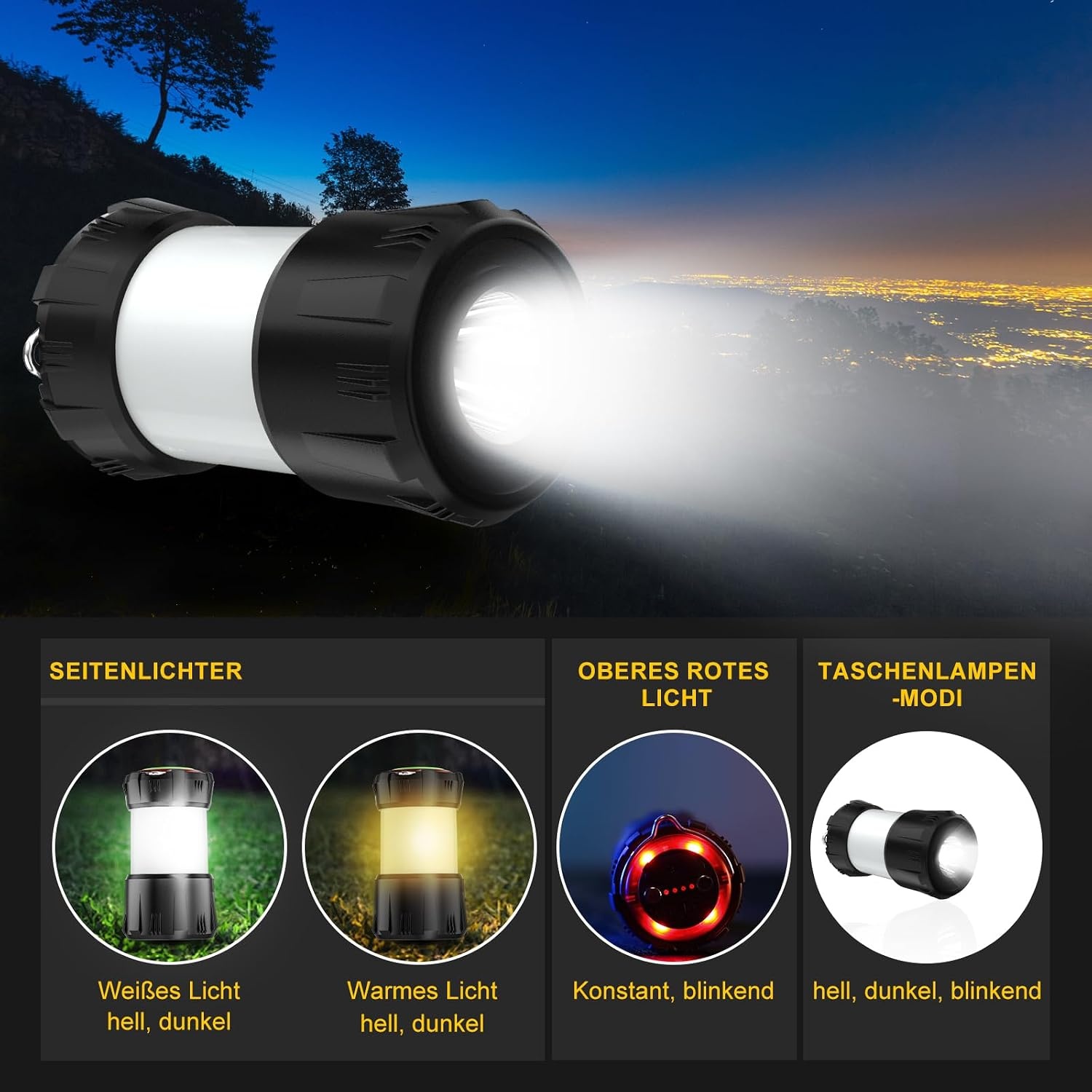 LED Campinglamp met 8 Lichtmodi | USB Oplaadbaar | 55% Korting